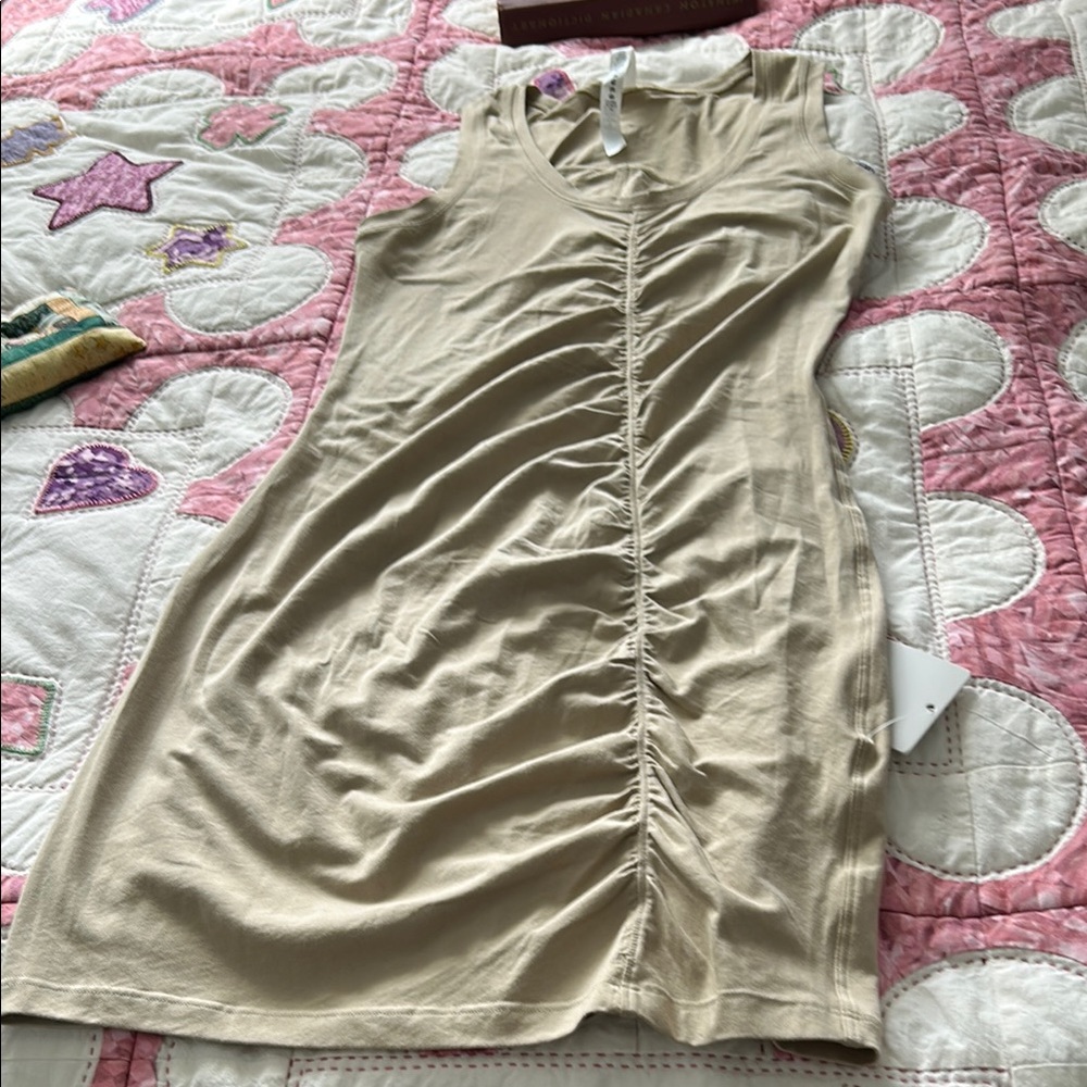 LA tight to. Post Ruched Tan Sleeveless Dress lululemon